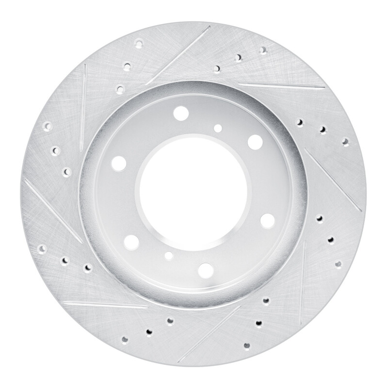 Mitsubishi Montero Sport Brake Rotor (1) - Front Right - R1 Concepts - Drilled & Slotted - Silver - `07-`17